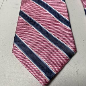 Breuer Men’s Necktie REPP  100% Silk Striped Tie Pink Blue Handmade Italy